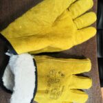 Перчатки спилковые комбинированные Утепленные (иск мех) Драйвер